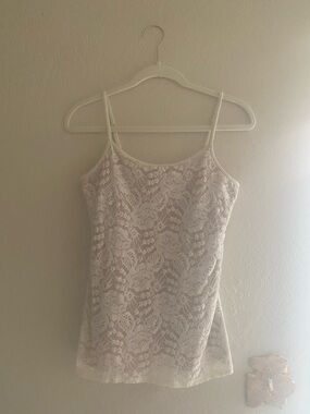 Express Ivory Lace Camisole with Floral Overlay